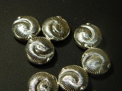 Ocean Shell Pewter Beads, Flat Round Silver (Large Hole 18.5mm) - Thumbnail 4