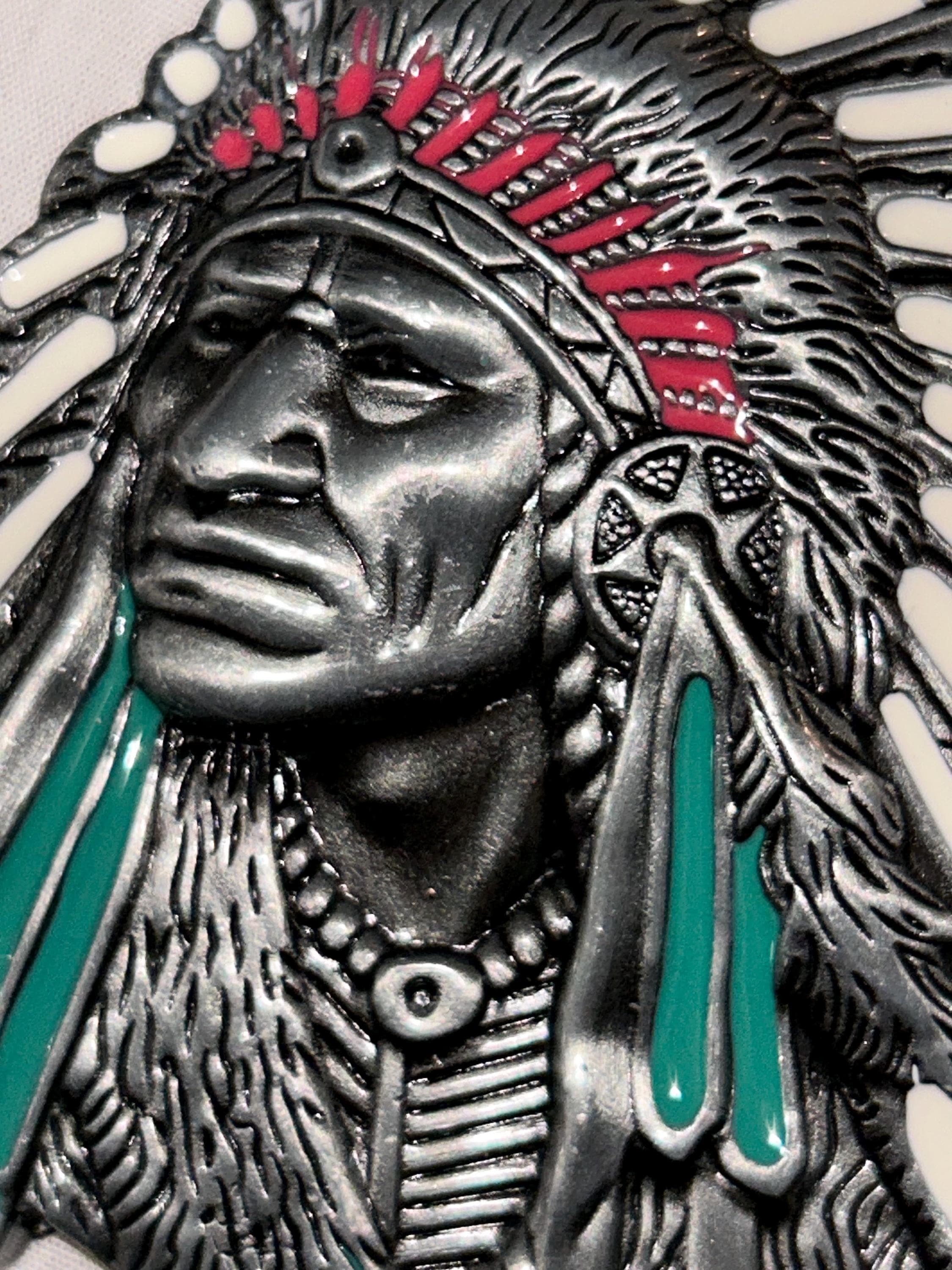 Indian Chief Metal Belt Buckle. -3 1/2”x 3” - Thumbnail 5