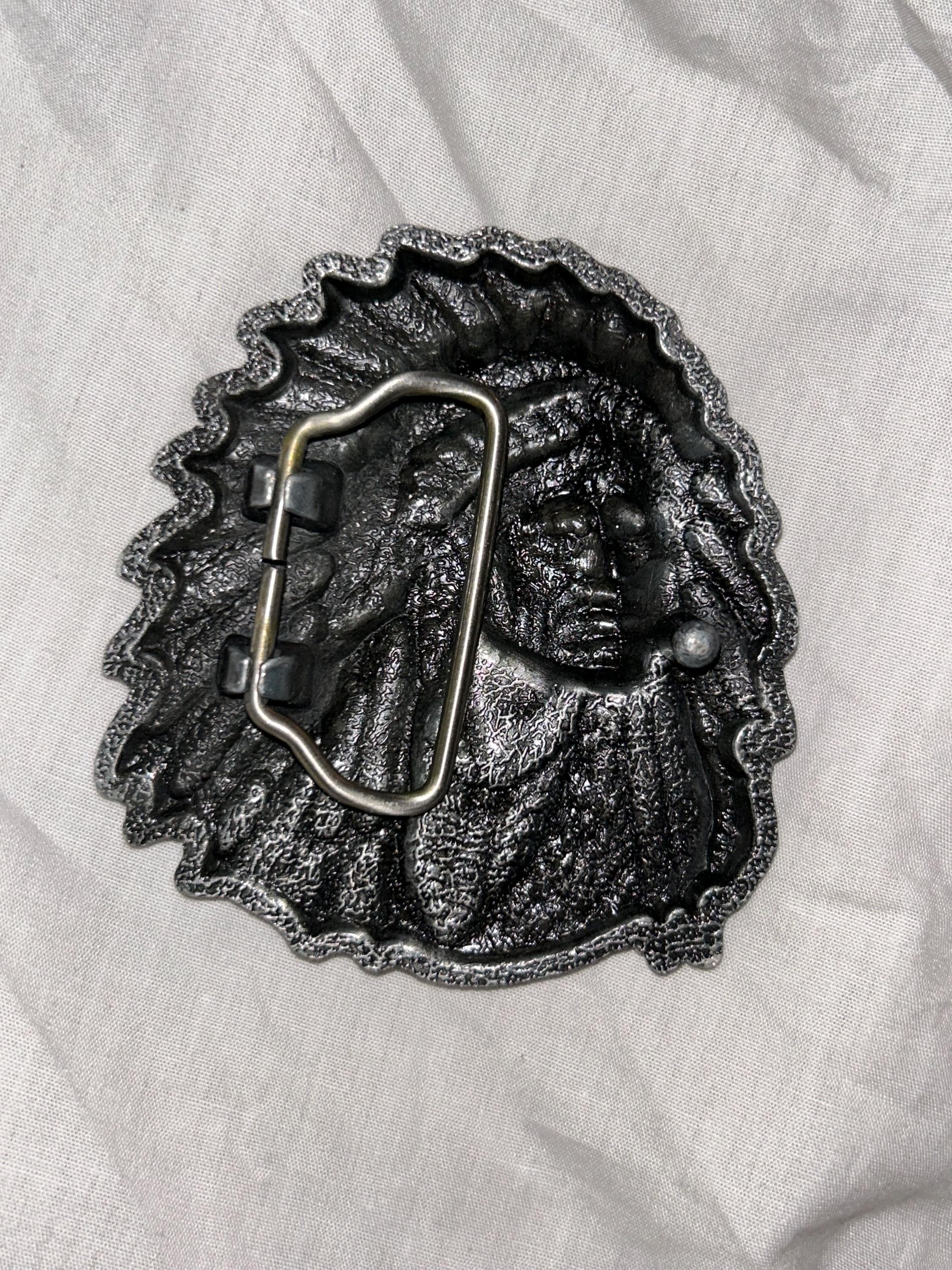 Indian Chief Metal Belt Buckle. -3 1/2”x 3” - Thumbnail 4