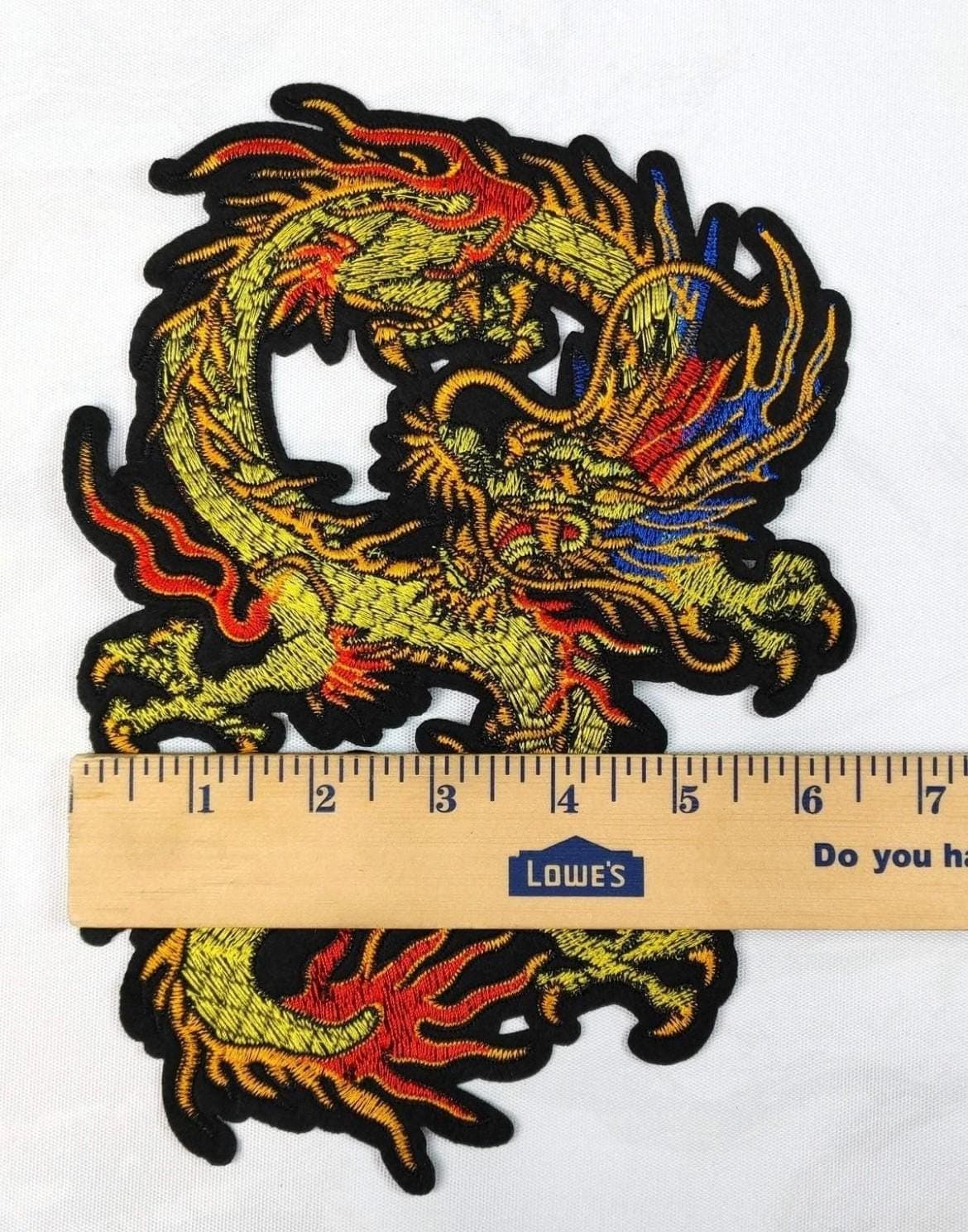 Dragon Embroidered Patch: Large Coiled Design - Sew or Iron-On - Thumbnail 2