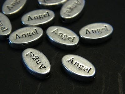 Angel Oval Beads:50 Antiqued Silver Metal - 13mm Craft Spacers - Thumbnail 4