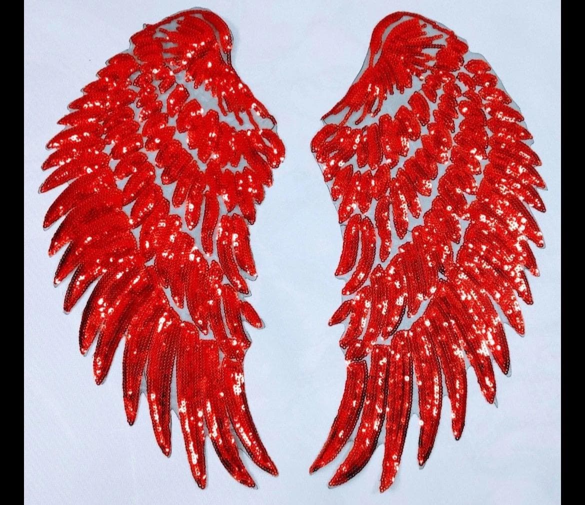 Gold Sequin Angel Wings Embroidery Patch - Iron On Back Patch (32x30cm) - Thumbnail 13