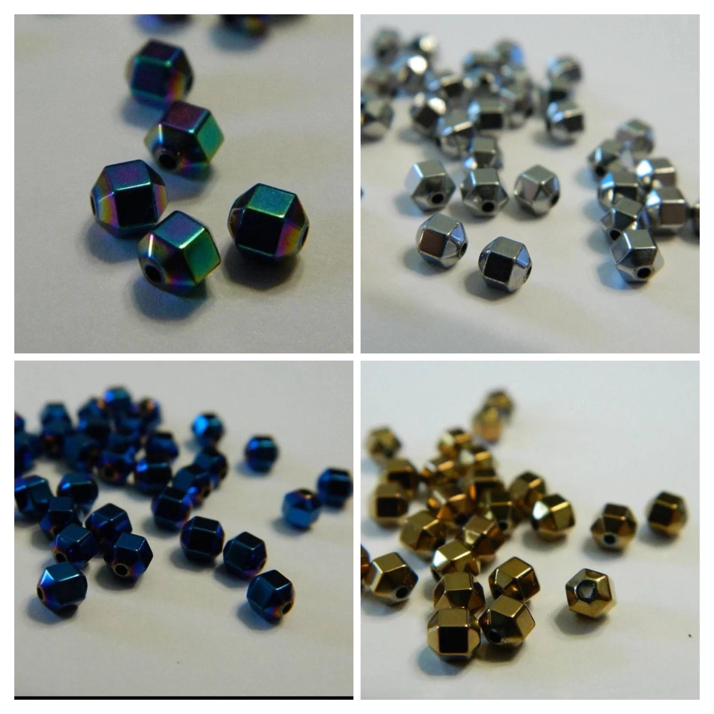 4mm Hexagon Shape Hematite Spacer Beads Select Color in Various - Image 1