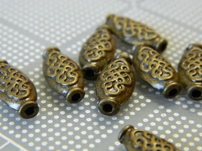 Oval Spacer Beads:100 beads Ethnic Bronze Pewter (15mm, Handcrafted) - Thumbnail 9