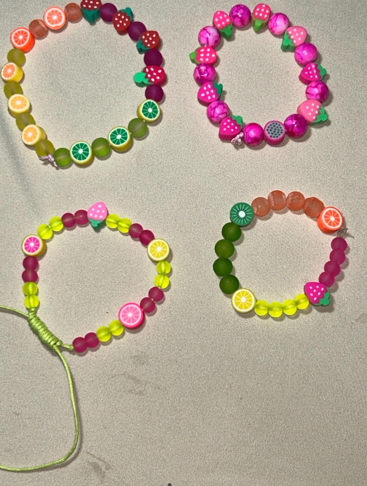 DIY Bracelet Making Kit, 500 Neon & Fruit Beads, Craft Gift - Thumbnail 5