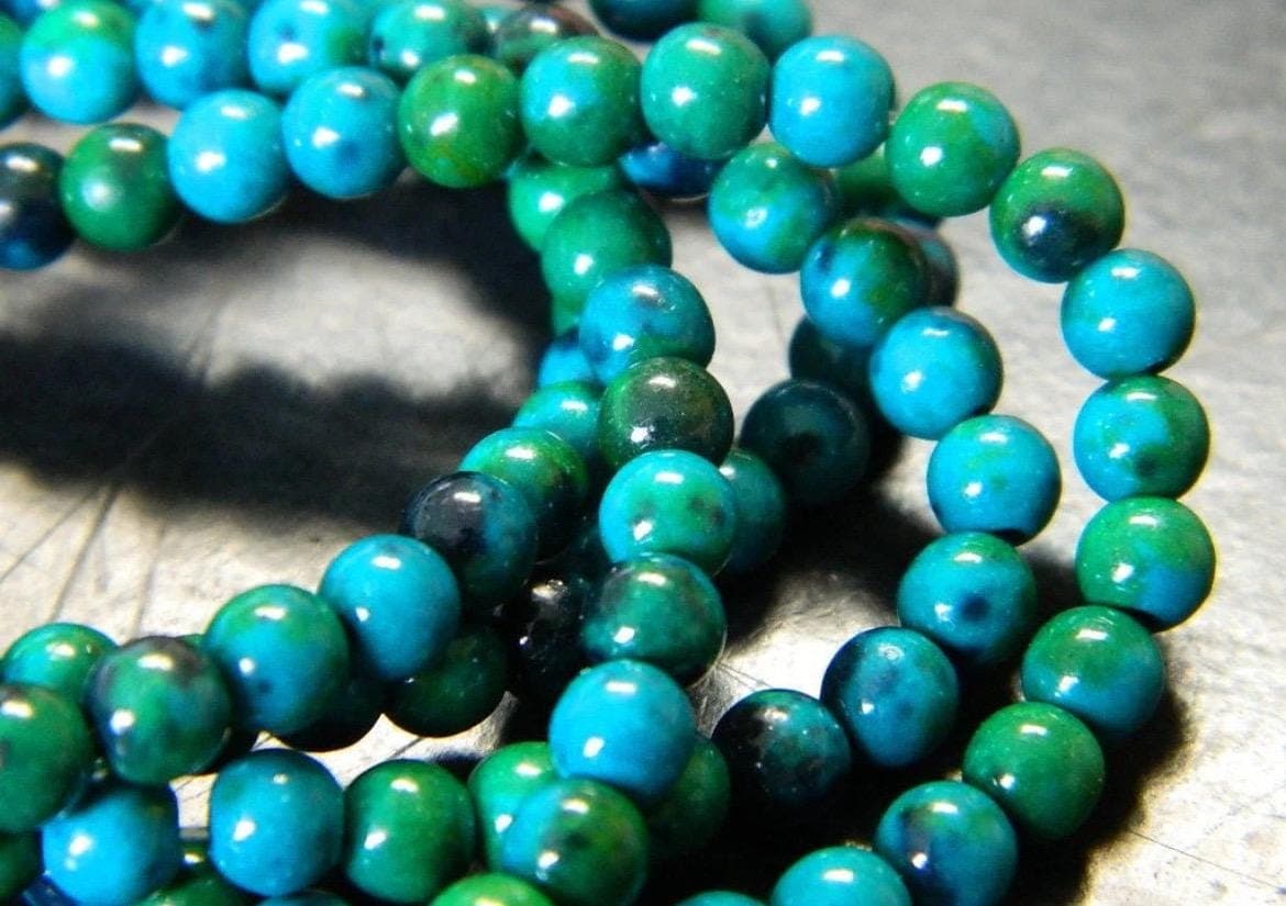 4mm Sea Green Grade AAA Chrysocolla Gemstone Beads, Natural Round Beads, Jewelry Making Suppl - Thumbnail 10