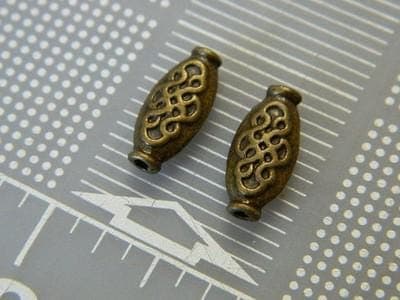 Oval Spacer Beads:100 beads Ethnic Bronze Pewter (15mm, Handcrafted) - Thumbnail 4