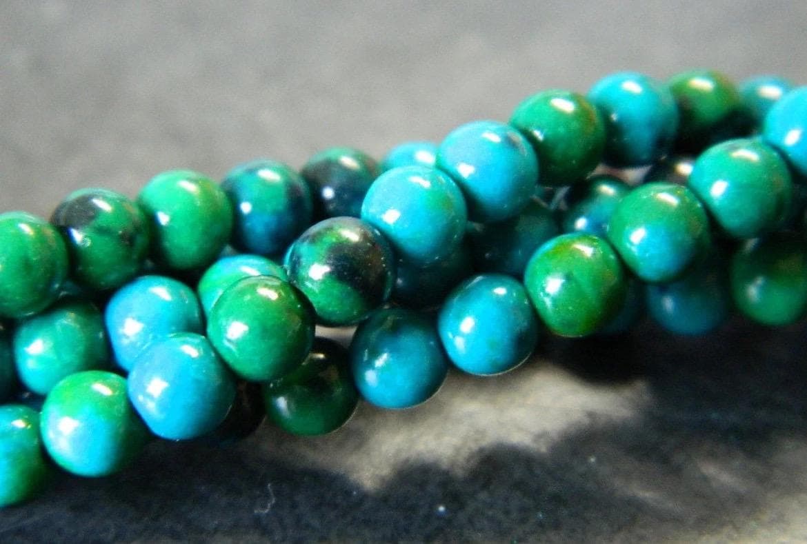 4mm Sea Green Grade AAA Chrysocolla Gemstone Beads, Natural Round Beads, Jewelry Making Suppl - Thumbnail 3
