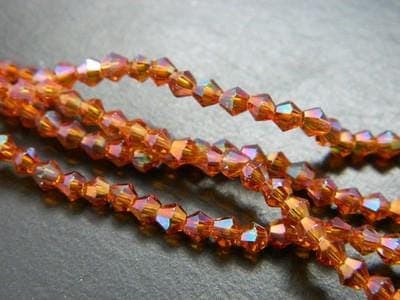 Crafting Glass Beads, Orange Red Bicone (3mm Strand, 18 Inch) - Thumbnail 7