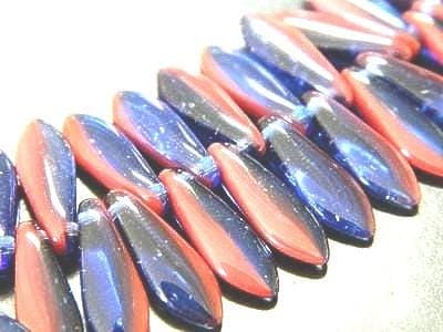 Boho Glass Dagger Beads: Red and Blue Czech Jewelry - Image 1