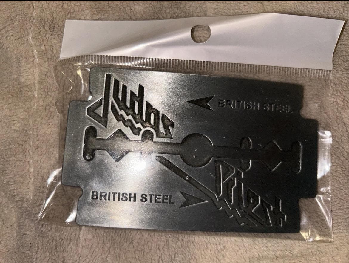 Judi’s Priest /Rock And Roll/ Razor Blade /Belt Buckle/British Steel/Silver - Thumbnail 2