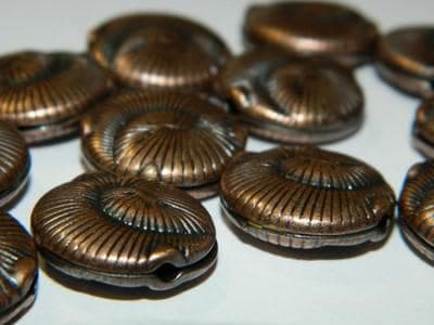 Ocean Shell Pewter Beads, Red Copper Flat Round 50 beads (18.5mm Large Hole) - Thumbnail 3