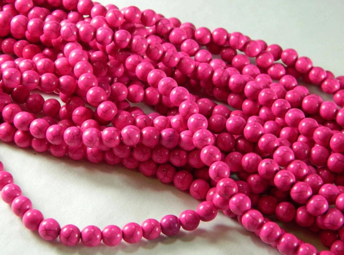 8mm Hot Pink Howlite Beads - 18" Strand - Thumbnail 10