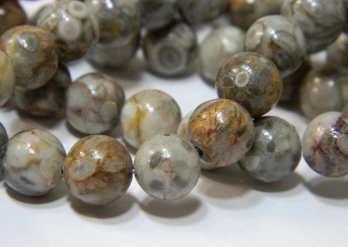 Maifanite Natural Fossilized /4mm,6mm,8mm-Maifan Medical Stone Beads - Round Gray - Thumbnail 6