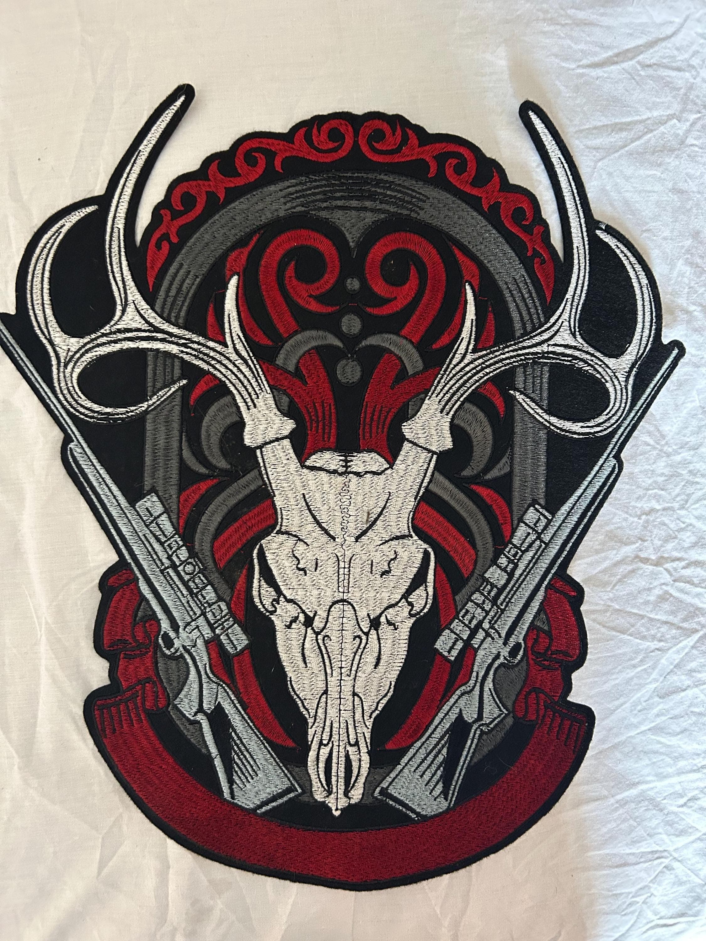 Deer skull head Embroidered Patch: (16" x13inches) - Image 1