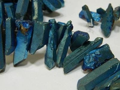 Dusky Green Quartz Beads, Stick Shape (Titanium Coated, Small Size) - Thumbnail 8