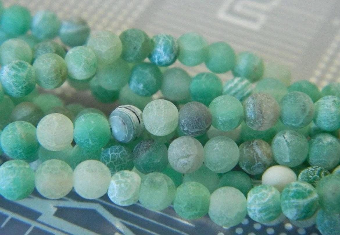 4mm Light Green Crackle Agate-Natural Crackle Agate Beads - Thumbnail 9
