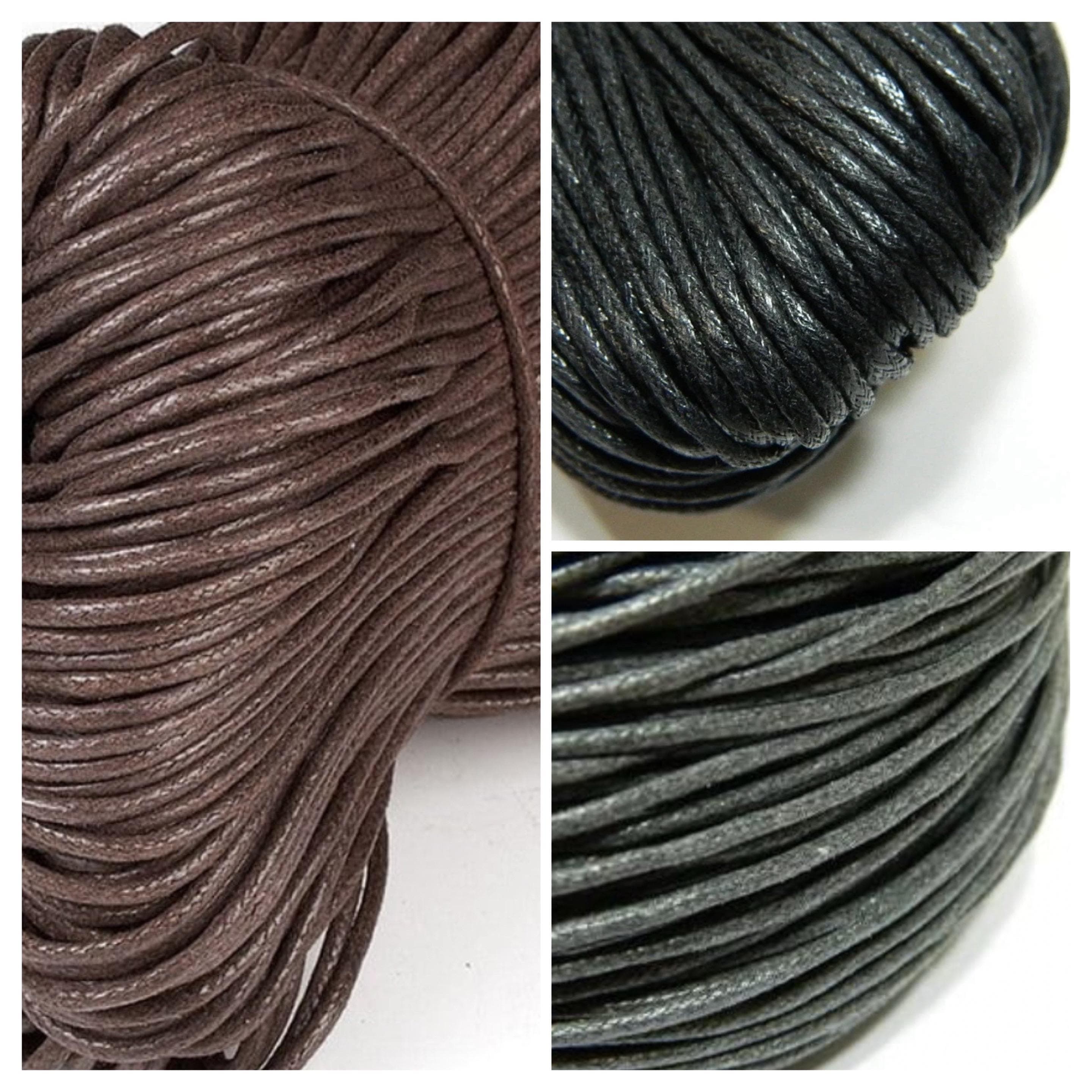 Dark Gray Waxed Cotton Cord: 2mm Thick Jewelry String - Image 1