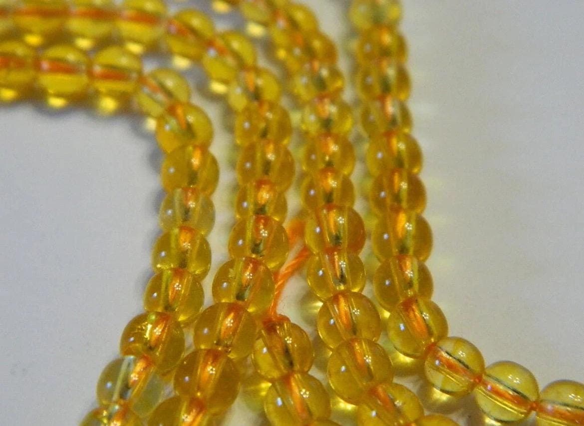 Citrine Quartz Gemstone Beads - Deep Yellow Round - Thumbnail 7