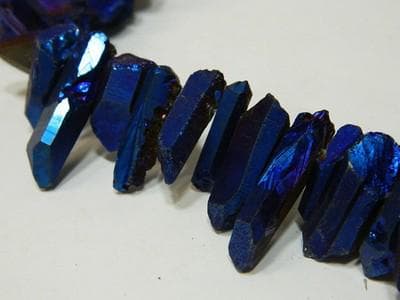 Dusky Blue Quartz Beads - Stick Shape with Metallic Shine - Thumbnail 9