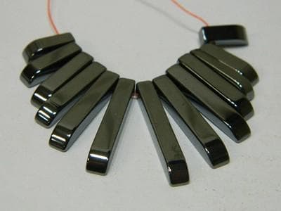 Hematite Stick Beads - Dark Gray Graduated, Non-Magnetic - Image 1