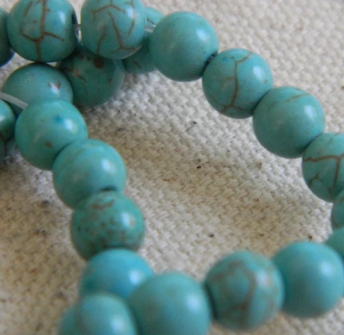 6mm Turquoise Howlite Beads - 18" Strand for Jewelry Making - Thumbnail 2