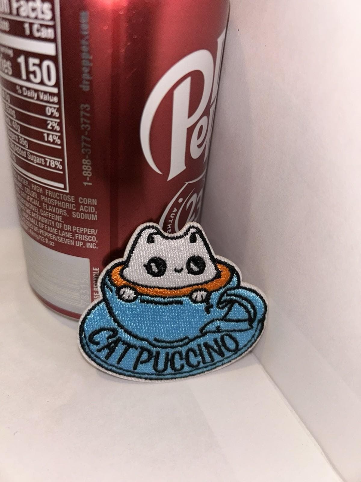 Catpuccino Patch: Fun Iron-On Cat Embroidery (Made in USA) - Thumbnail 3