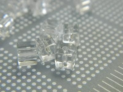 Clear Cube Glass Beads, Transparent Square (4mm, Small Hole) - Thumbnail 3