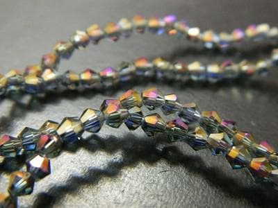 Golden Purple Bicone Beads: 3mm Faceted Glass Strand - Thumbnail 2