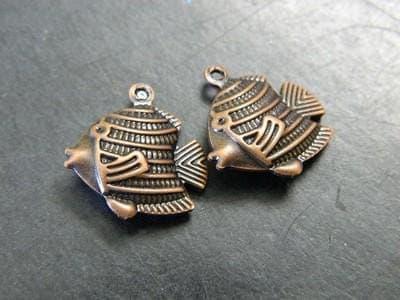 10 Fish Charm Pendants: Coastal Copper Brass (Tropical Beach Style) 10charms - Image 1