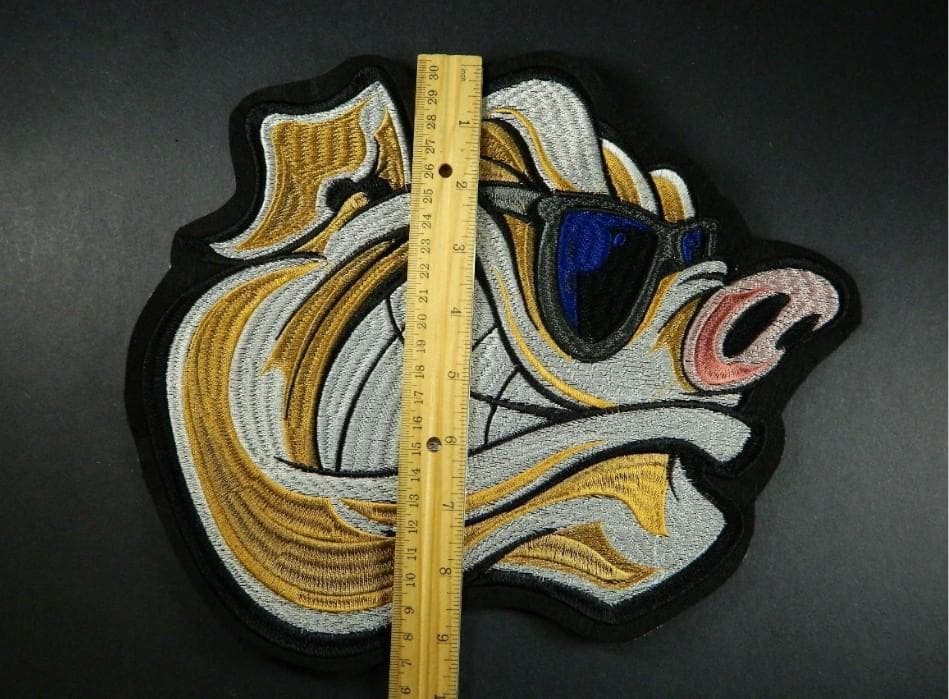 Pig Iron-On Patch: Sunglasses Embroidery, USA Handmade - Thumbnail 2