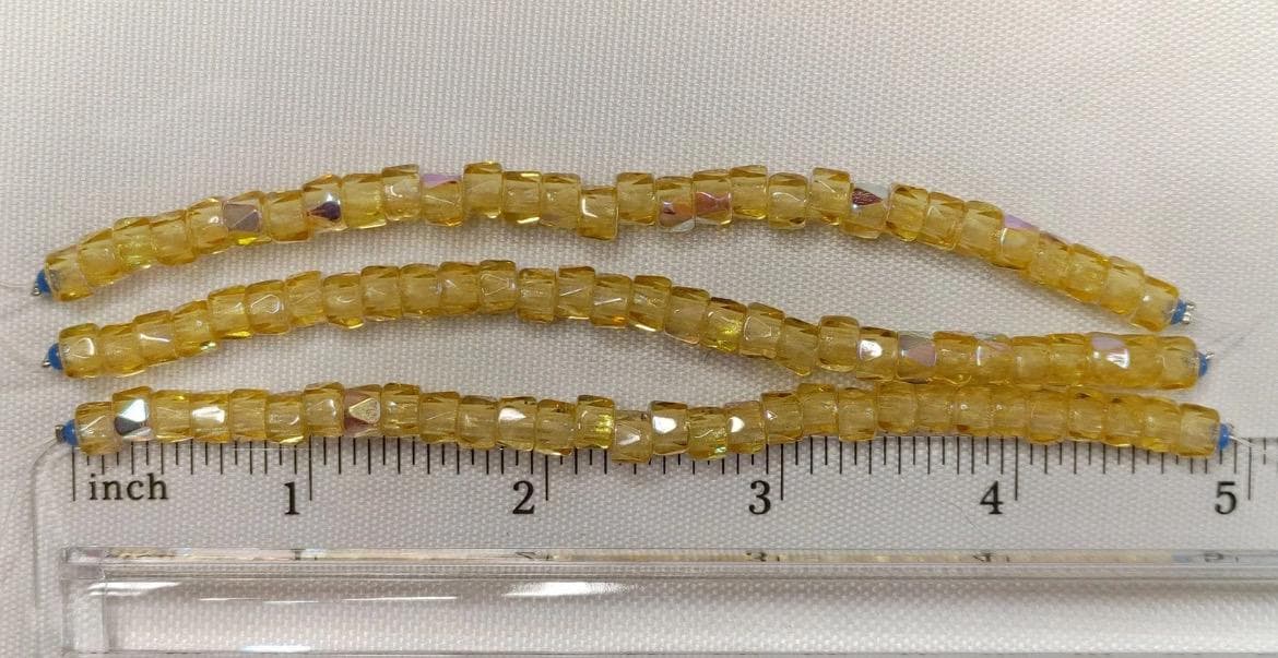 6mm Czech Fire Polished Yellow Bols Beads Transparent Luster - Thumbnail 5