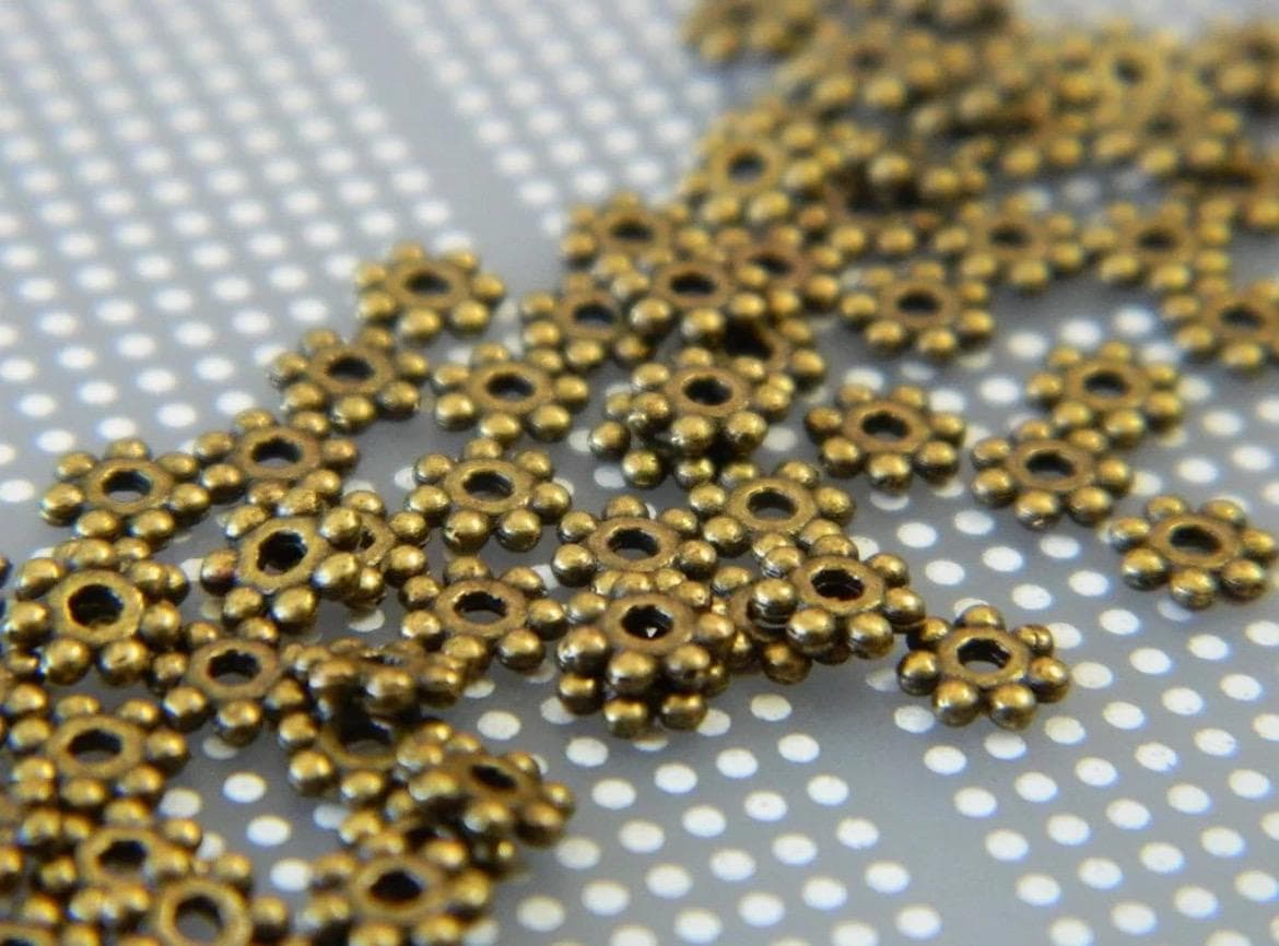 4.5mm Bronze Tibetan Style Daisy Spacer Beads, Metal Flower Bead Spacers, Jewelry Making Supplies - Thumbnail 5