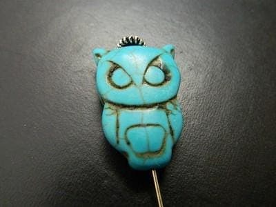 4 Owl Beads: Turquoise Synthetic Howlite (Large 30mm Focal) - Thumbnail 10