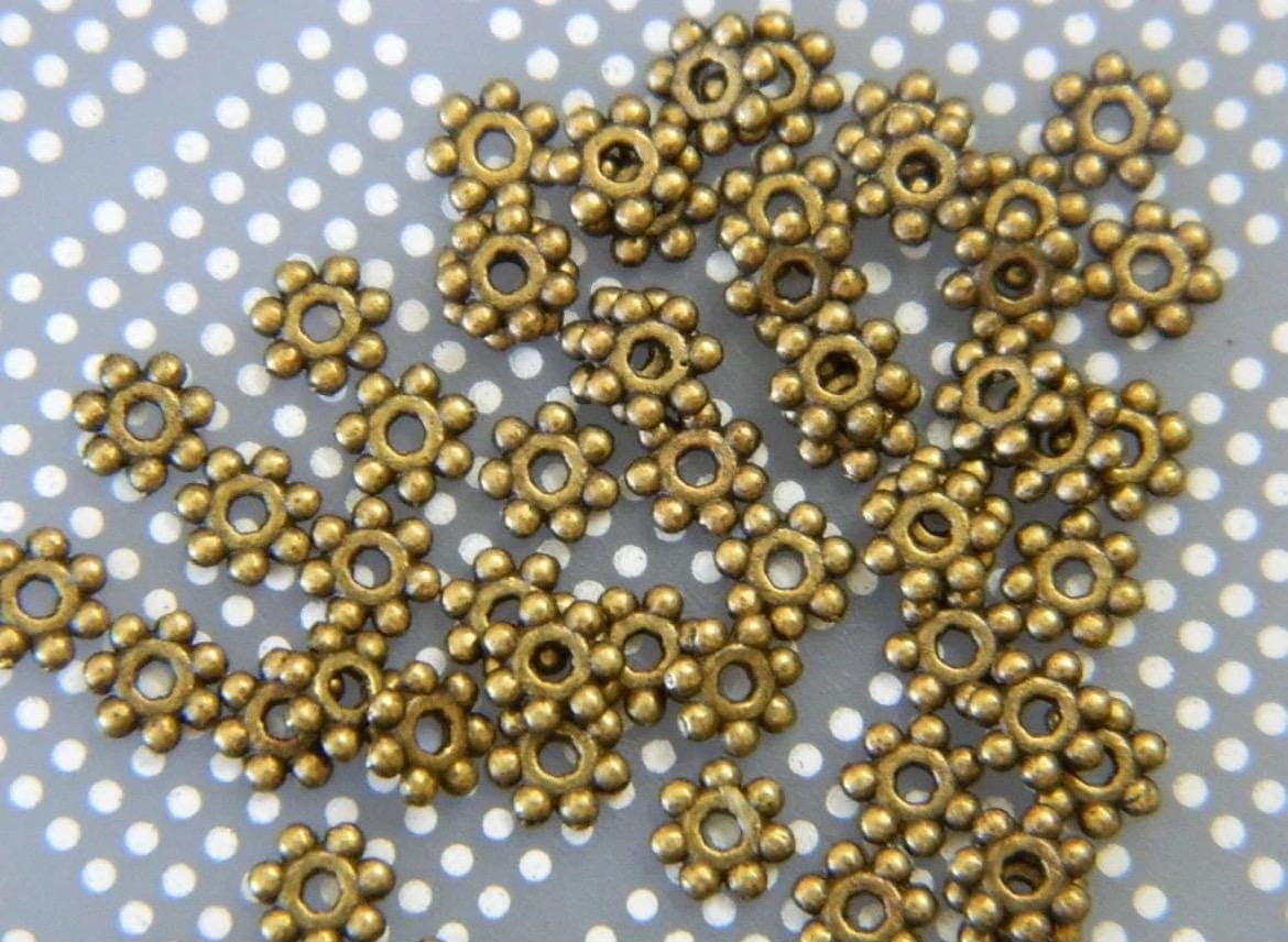 4.5mm Bronze Tibetan Style Daisy Spacer Beads, Metal Flower Bead Spacers, Jewelry Making Supplies - Thumbnail 6