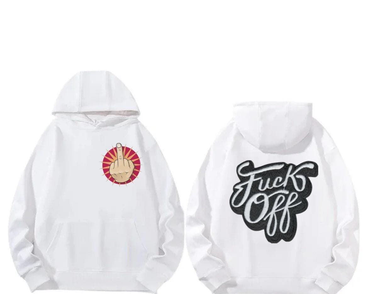 Fuck Off Iron On Patch, 2" Script Applique, Black and White Heat Transfer for Hats and Jackets - Thumbnail 5