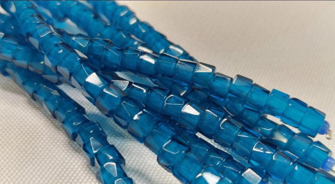6mm Czech Fire Polished Cerulean , Bols Beads Transparent Luster - Thumbnail 3