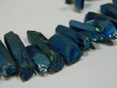 Dusky Green Quartz Beads, Stick Shape (Titanium Coated, Small Size) - Thumbnail 5