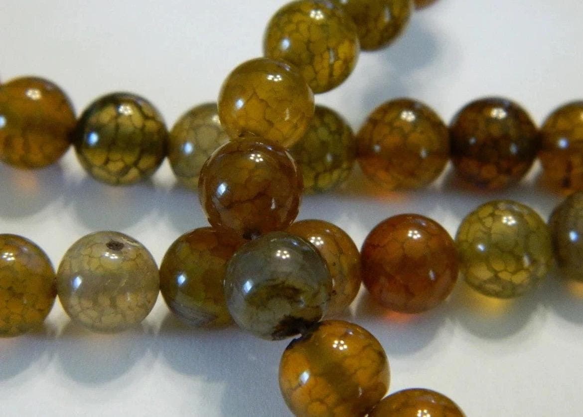 8mm Dragon Agate Beads | Warm Fall Colors | Round Gemstone Beads | Jewelry Making Suppli - Thumbnail 2
