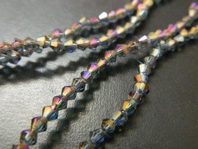 Golden Purple Bicone Beads: 3mm Faceted Glass Strand - Thumbnail 4