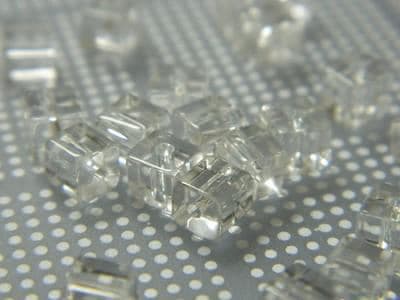 Clear Cube Glass Beads, Transparent Square (4mm, Small Hole) - Thumbnail 4
