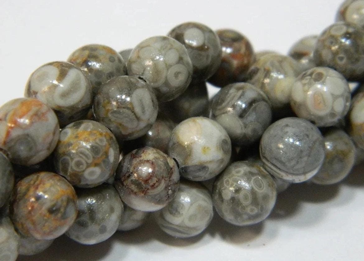 Maifanite Natural Fossilized /4mm,6mm,8mm-Maifan Medical Stone Beads - Round Gray - Thumbnail 4