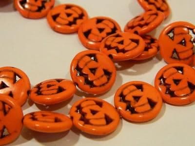 Jack O Lantern Beads: Fall Pumpkin Jewelry Supplies (15mm Orange Howlite) - Thumbnail 6