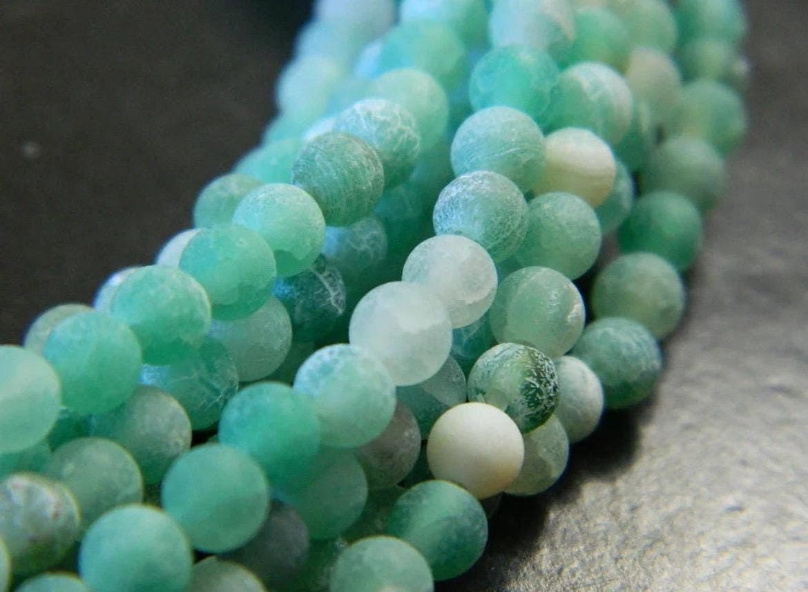 4mm Light Green Crackle Agate-Natural Crackle Agate Beads - Thumbnail 7
