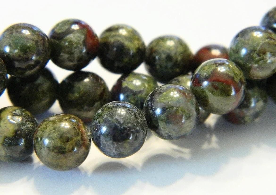 Dragon Blood Jasper Beads | 6mm & 8mm Round Green and Red Gemstone Beads | Jewelry Making Supplies - Thumbnail 3