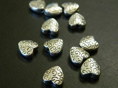 Tibetan Style Heart Spacer Beads, Silver Alloy (50pcs) - Thumbnail 5