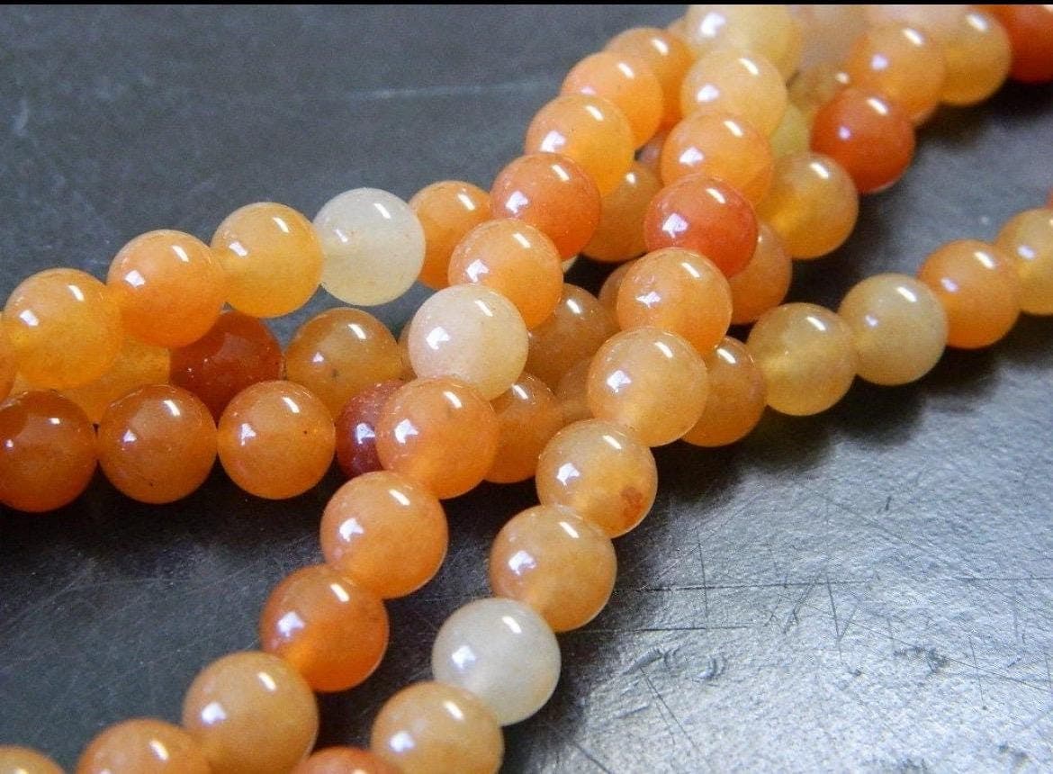 8mm Natural Red Aventurine Beads | Orange Gemstone Round Beads | Jewelry Making Supplies - Thumbnail 5