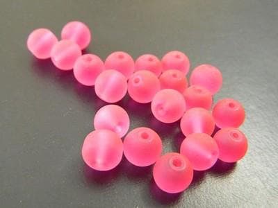 Hot Pink Frosted Glass Beads - 8mm Round Matte Finish - Image 1
