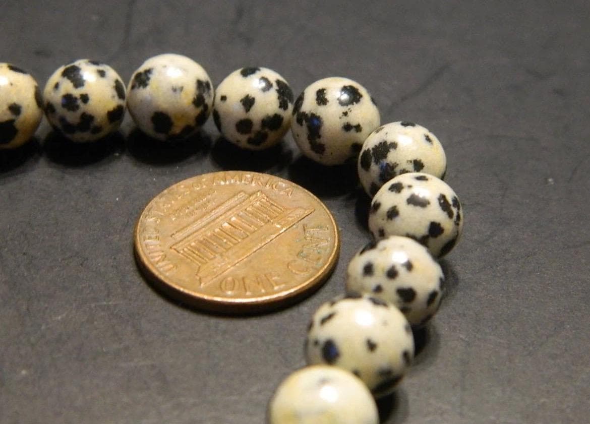8mm Dalmatian Jasper Beads - Smooth Round Gemstone Strand - Thumbnail 6