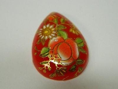 Floral Glass Cabochons: Vintage Red Prints (Teardrop, 3pcs) - Thumbnail 6